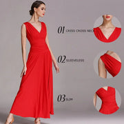 Women Multiple Colors Sleevesless Big Wing Ladies Adults Waltzing Tango Dancing Dresses Ballroom Costume Evening Party - DancerInn