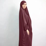Women Full Cover Eid Hooded Muslim Hijab Dress Prayer Garment Jilbab Abaya Islamic Khimar Ramadan Gown - DancerInn