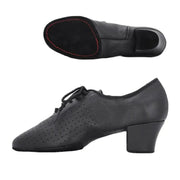 Women Non-slip Soft Sole Oxford Leather Heel 5cm Latin Ballroom Modern Dance Shoes Sports Teacher Dance Sneakers - DancerInn