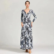 Women Hand-knotted Nylon Ice Silk Exquisite Ballroom Waltzing Tango Dancing Dress Modern Dance Costume - DancerInn