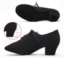 Zapatos de baile latino de salón para bailar salsa con suela suave de cuero Oxford y tacón de 5 cm - Tipo de interior: Parte superior de tela Oxford, suela de gamuza recta / Estados Unidos 5