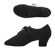 Women Non-slip Soft Sole Oxford Leather Heel 5cm Latin Ballroom Modern Dance Shoes Sports Teacher Dance Sneakers - DancerInn