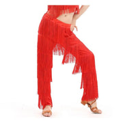 Girls Multi-color Tassel Fringe Samba Salsa Ballroom Latin Dance Pants - DancerInn