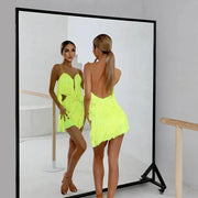 Women Rich Fringe Tassel Back Rumba Chacha Latin Dance Dress - DancerInn