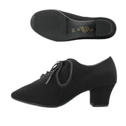Women Non-slip Soft Sole Oxford Leather Heel 5cm Latin Ballroom Modern Dance Shoes Sports Teacher Dance Sneakers - DancerInn