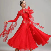 Women’s Rhinestone Standing Neck Ballroom Dance Competition Dresses YL7002 - DancerInn