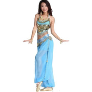 Women’s Chiffon Bandage Top and Tassel Coin Pants for Belly Dance - DancerInn