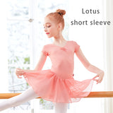 Load image into Gallery viewer, Kids Short Sleeve Bowknot Chiffon Ballet Gymnastics  Dance Leotards for Girls