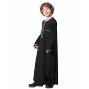 Children Muslim Teenagers Abaya Jubba Islamic Thobe Embroidered Kaftan Saudi Arabia Caftan Robe - DancerInn