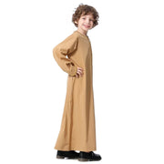 Children Muslim Teenagers Abaya Jubba Islamic Thobe Embroidered Kaftan Saudi Arabia Caftan Robe - DancerInn
