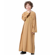 Children Muslim Teenagers Abaya Jubba Islamic Thobe Embroidered Kaftan Saudi Arabia Caftan Robe - DancerInn