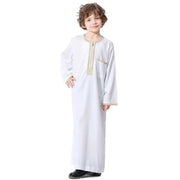 Children Muslim Teenagers Abaya Jubba Islamic Thobe Embroidered Kaftan Saudi Arabia Caftan Robe - DancerInn