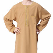 Children Muslim Teenagers Abaya Jubba Islamic Thobe Embroidered Kaftan Saudi Arabia Caftan Robe - DancerInn