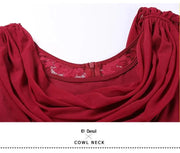 Women Special Neck Design Gauze Joint Lace Short Sleeves Long Hemline Ballroom Waltz Dresses for Foxtrot Flamenco Dance - DancerInn