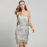 Load image into Gallery viewer, Women 1920s Tassels Straps  Dress Gatsby Cocktail Party Fringe Costumes