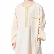 Children Muslim Teenagers Abaya Jubba Islamic Thobe Embroidered Kaftan Saudi Arabia Caftan Robe - DancerInn