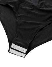 Men Stand Collar Shiny V-neck Dance Gymnastics Leotards Latin Ballroom Tango Rumba Dance Bodysuits - DancerInn