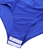 Men Stand Collar Shiny V-neck Dance Gymnastics Leotards Latin Ballroom Tango Rumba Dance Bodysuits - DancerInn