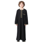 Children Muslim Teenagers Abaya Jubba Islamic Thobe Embroidered Kaftan Saudi Arabia Caftan Robe - DancerInn