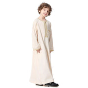Children Muslim Teenagers Abaya Jubba Islamic Thobe Embroidered Kaftan Saudi Arabia Caftan Robe - DancerInn