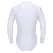 Men Stand Collar Shiny V-neck Dance Gymnastics Leotards Latin Ballroom Tango Rumba Dance Bodysuits - DancerInn