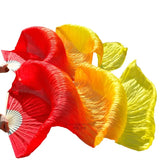 Laden Sie das Bild in den Galerie-Viewer, Multi Colors Imitation Silk Belly Dance Fans Handmade Dyed Silk Belly Dance Long Fan Chinese Dance Fans