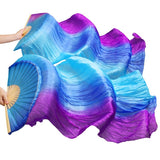 Load image into Gallery viewer, Multi Colors Imitation Silk Belly Dance Fans Handmade Dyed Silk Belly Dance Long Fan Chinese Dance Fans