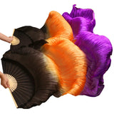 Laden Sie das Bild in den Galerie-Viewer, Multi Colors Imitation Silk Belly Dance Fans Handmade Dyed Silk Belly Dance Long Fan Chinese Dance Fans