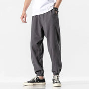 Men Solid Color Cotton Linen Jogger Trousers Streetwear Casual Harem Cargo Hip Hop Pants - DancerInn