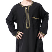Children Muslim Teenagers Abaya Jubba Islamic Thobe Embroidered Kaftan Saudi Arabia Caftan Robe - DancerInn