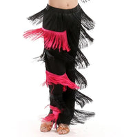 Girls Multi-color Tassel Fringe Samba Salsa Ballroom Latin Dance Pants - DancerInn