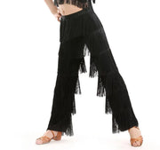 Girls Multi-color Tassel Fringe Samba Salsa Ballroom Latin Dance Pants - DancerInn