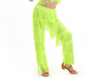 Girls Multi-color Tassel Fringe Samba Salsa Ballroom Latin Dance Pants - DancerInn