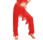Girls Multi-color Tassel Fringe Samba Salsa Ballroom Latin Dance Pants - DancerInn