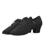 Women Non-slip Soft Sole Oxford Leather Heel 5cm Latin Ballroom Modern Dance Shoes Sports Teacher Dance Sneakers - DancerInn