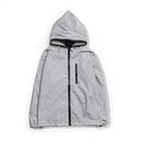 Mens Reflective Jacket - Reflective Waterproof Windbreaker for Dance, Hip Hop, and Outdoor Activities - Grey / S