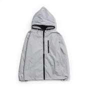 Men Plus Size ull Reflective Windbreaker Waterproof Dance Jacket Hip Hop Loose Hooded Coats - DancerInn