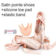 Women Professional Satin Ribbons Ballet Pointe Shoes for Girls Ladies - DancerInn