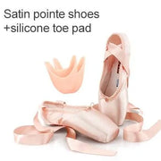 Women Professional Satin Ribbons Ballet Pointe Shoes for Girls Ladies - DancerInn