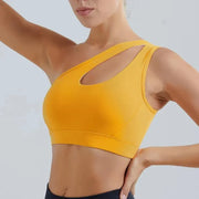 Women One Shoulder Dance Sports Top Crop Athletic Vest Gym Sports Bra Sportswear - DancerInn