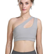 Women One Shoulder Dance Sports Top Crop Athletic Vest Gym Sports Bra Sportswear - DancerInn