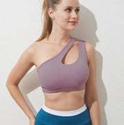 Women One Shoulder Dance Sports Top Crop Athletic Vest Gym Sports Bra Sportswear - DancerInn