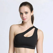 Women One Shoulder Dance Sports Top Crop Athletic Vest Gym Sports Bra Sportswear - DancerInn