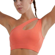 Women One Shoulder Dance Sports Top Crop Athletic Vest Gym Sports Bra Sportswear - DancerInn
