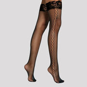 Women Sexy Lace Thigh High Stockings Jacquard Tights Lingerie Fishnet Stocking Pantyhose - DancerInn