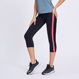 Load image into Gallery viewer, Women Striped Color Blocking Stretchy Calf Bottoms GYM Dance Leggings EC7535