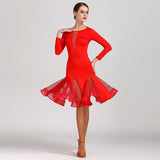 Load image into Gallery viewer, Women Professional Hollow Fishbone Latin Ballroom Dance Top and Skirt Suits Lady Evening Party Dress YL1850 + YL1851