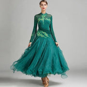 Women’s Rhinestone Standing Neck Ballroom Dance Competition Dresses YL7002 - DancerInn