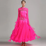 Women’s Rhinestone Standing Neck Ballroom Dance Competition Dresses YL7002 - DancerInn