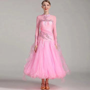 Women’s Rhinestone Standing Neck Ballroom Dance Competition Dresses YL7002 - DancerInn